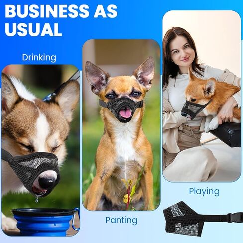 3pack Dog Muzzle Suits for Small Medium Large Dogs, Drinkable Breathable Mouth Guard, Adjustable Strap Soft Dog Muzzle to Prevent Biting Chewing, Air Mesh Muzzles for Scavenging Licking (XS+S+M) in Saudi Arabia