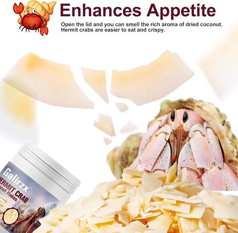 Hermit Crab Food – Baked Coconut Treat, Natural Dried Coconut Flakes for Hermit Crabs, Healthy, Additive-Free, Easily Digestible, Crispy Snack | 60g in Saudi Arabia
