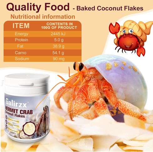 Hermit Crab Food – Baked Coconut Treat, Natural Dried Coconut Flakes for Hermit Crabs, Healthy, Additive-Free, Easily Digestible, Crispy Snack | 60g in Saudi Arabia