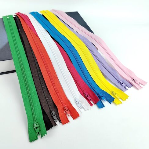 10 Pcs 14 Inch Nylon Zippers, 10 Assorted Colors Invisible Zippers Replacement for Tailor Sewing Supplies, Bags, Purses, Craft DIY Accessories(Each Color 1 Piece) (10) in Saudi Arabia