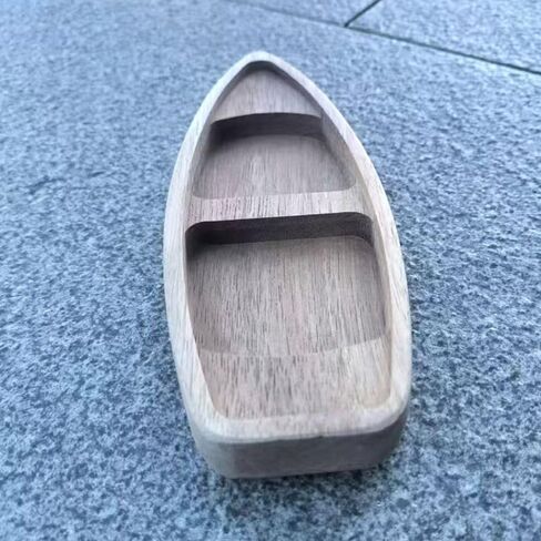 Wooden Boat Model Handcrafts Home Decoration Ocean Landscape Boat Model Ornaments Mini Ship Mini Canoe Fishing Boat Decor Desk Ornament(17cm) in Saudi Arabia