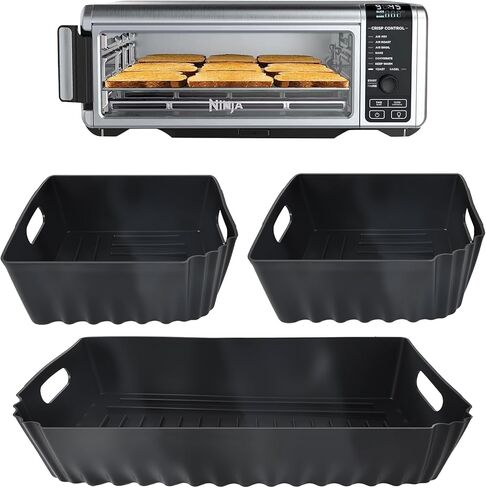 3 Pcs Ninja Air Fryer Silicone Baking Pans Set,Air Fryer Liners for SP0101 Digital Air Fry Oven Model, Easy to Clean and Reusable in Saudi Arabia