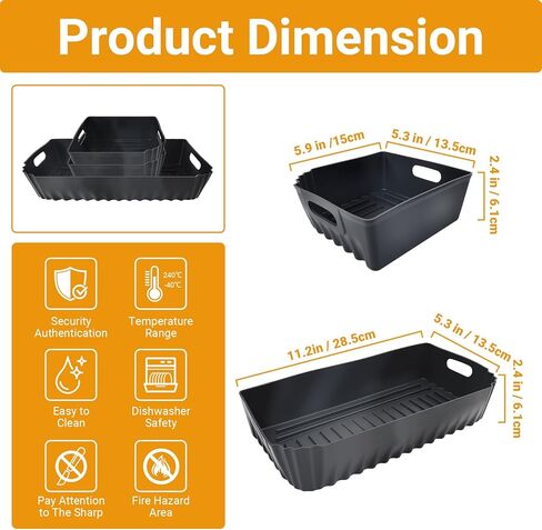 3 Pcs Ninja Air Fryer Silicone Baking Pans Set,Air Fryer Liners for SP0101 Digital Air Fry Oven Model, Easy to Clean and Reusable in Saudi Arabia