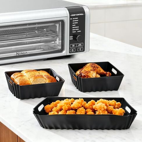 3 Pcs Ninja Air Fryer Silicone Baking Pans Set,Air Fryer Liners for SP0101 Digital Air Fry Oven Model, Easy to Clean and Reusable in Saudi Arabia
