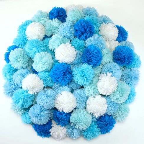 Threlaco 100 Pcs 3inch Blue Pom Poms for Crafts Large Pompoms Balls Bulk Fuzzy Pompoms Big Pom Balls for Xmas DIY Party Hanging Ornaments Home Decor in Saudi Arabia