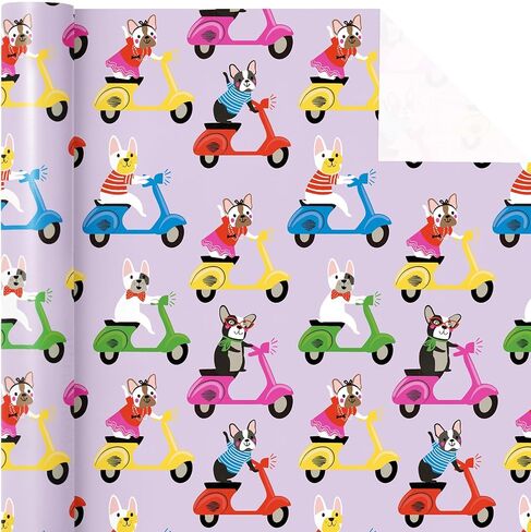 ورق تغليف الجرو من WRAPAHOLIC - لفة صغيرة - 17 بوصة × 9.8 قدم - ورق تغليف عيد ميلاد أصفر مثالي للأطفال الأولاد والبنات وحفلات استقبال المولود الجديد in Kuwait