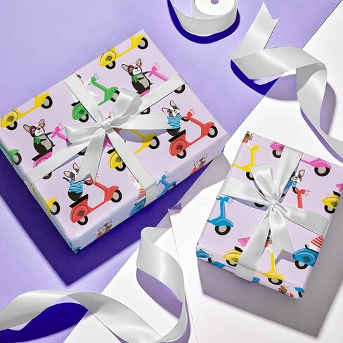 ورق تغليف الجرو من WRAPAHOLIC - لفة صغيرة - 17 بوصة × 9.8 قدم - ورق تغليف عيد ميلاد أصفر مثالي للأطفال الأولاد والبنات وحفلات استقبال المولود الجديد in Kuwait