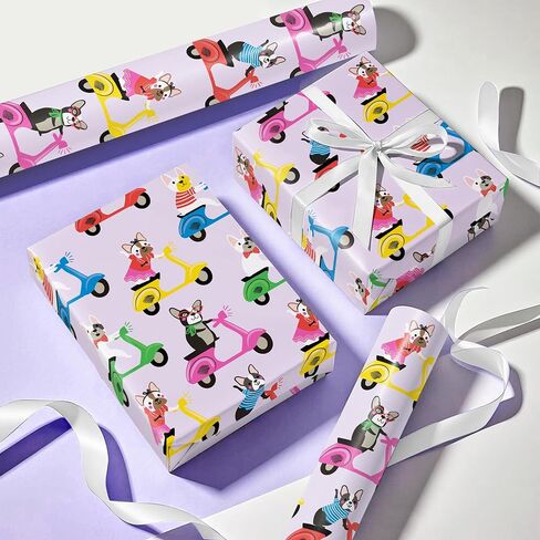 ورق تغليف الجرو من WRAPAHOLIC - لفة صغيرة - 17 بوصة × 9.8 قدم - ورق تغليف عيد ميلاد أصفر مثالي للأطفال الأولاد والبنات وحفلات استقبال المولود الجديد in Kuwait