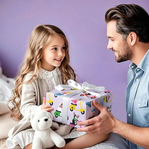 ورق تغليف الجرو من WRAPAHOLIC - لفة صغيرة - 17 بوصة × 9.8 قدم - ورق تغليف عيد ميلاد أصفر مثالي للأطفال الأولاد والبنات وحفلات استقبال المولود الجديد in Kuwait
