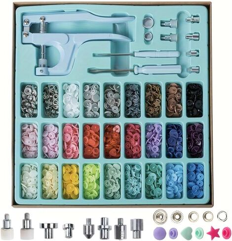 LZBRDY Snap Buttons and Pliers Set - 280 Sets T3 T5 T8 Resin & Metal Snap Fasteners with Installation Tool, Complete Kit for Sewing, DIY Clothes, Hats, Bags, Fabric and Crafts (Pink Snap Button Kit) in Saudi Arabia