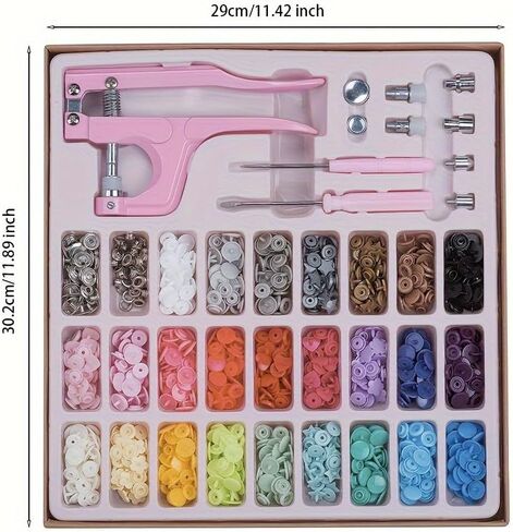 LZBRDY Snap Buttons and Pliers Set - 280 Sets T3 T5 T8 Resin & Metal Snap Fasteners with Installation Tool, Complete Kit for Sewing, DIY Clothes, Hats, Bags, Fabric and Crafts (Pink Snap Button Kit) in Saudi Arabia