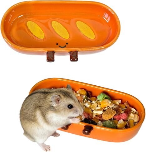 2PCS Hamster Bowl, Bread Shaped Hamster Food Dish Ceramic Food Water Feeding Bowl Small Animal Bowls for Gerbil Rat Hedgehog（Alkali Water Bread） in Saudi Arabia