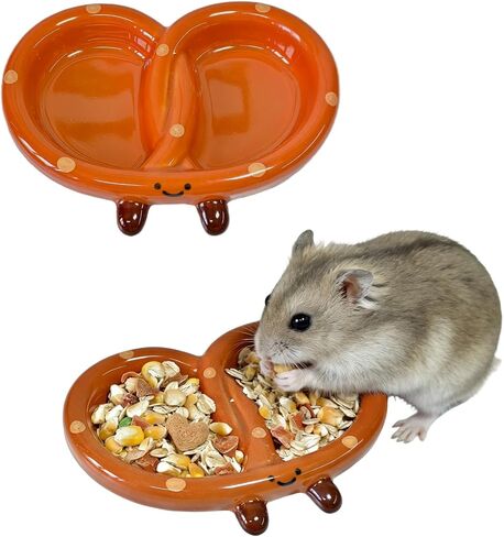 2PCS Hamster Bowl, Bread Shaped Hamster Food Dish Ceramic Food Water Feeding Bowl Small Animal Bowls for Gerbil Rat Hedgehog（Alkali Water Bread） in Saudi Arabia