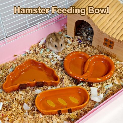 2PCS Hamster Bowl, Bread Shaped Hamster Food Dish Ceramic Food Water Feeding Bowl Small Animal Bowls for Gerbil Rat Hedgehog（Alkali Water Bread） in Saudi Arabia