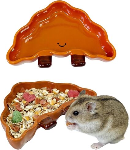 2PCS Hamster Bowl, Bread Shaped Hamster Food Dish Ceramic Food Water Feeding Bowl Small Animal Bowls for Gerbil Rat Hedgehog（Alkali Water Bread） in Saudi Arabia