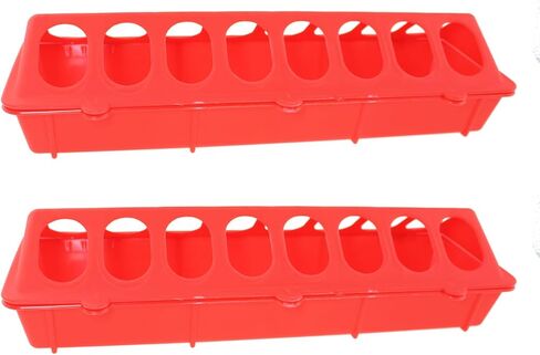Maxmoral 2PCS Red Plastic Flip Top Small Poultry Feeder 30x11.5x7.2cm Anti Spill Waste Reducing Porous Pigeon Supplies for Separating Feed and Water in Saudi Arabia