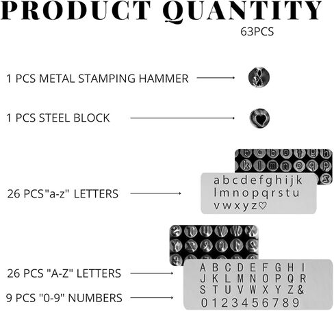 BELMAKS 64 PCS Metal Stamping Kit - Letter Punch Set Metal Stamps for Jewelry Making Leather Steel Number and Letter Stamping Kit Hand Press in Saudi Arabia