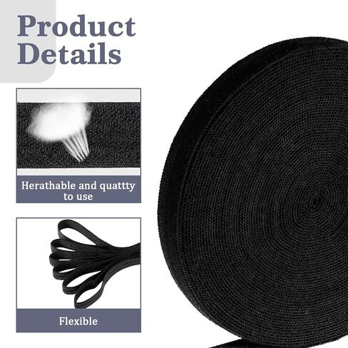 Wide Elastic Ribbon Band 10 Yard 0.6'' Solid Color Sewing Fold Over Elastic Stretch Ribbon Spool for Sewing Fold Over 0.6 Inch Cotton Tape Trim for Clothes Waistband, Wigs(Black) in Kuwait