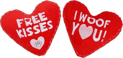 ألعاب BoomBone Valentines القطيفة للكلاب الصغيرة، 2 عبوة من ألعاب الجرو على شكل قلب للسلالات الصغيرة المتوسطة، أفضل هدية لعيد الحب in Kuwait
