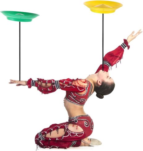 MERRYHAPY 2Pcs Juggling Spinning Plates Set with Sticks Circus Trick for Beginners and Advanced Users Easy to Learn Performance Prop for Adults Party Entertainment in Saudi Arabia
