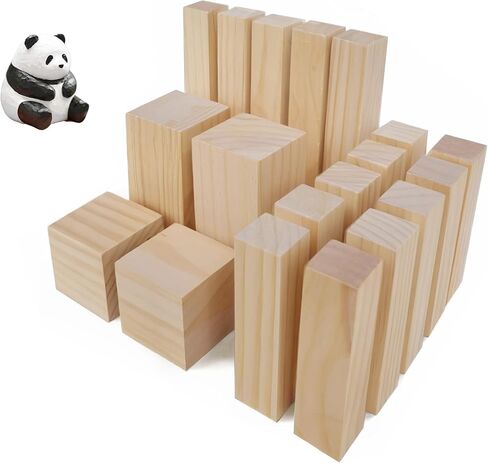 19PCS Basswood Carving Blocks，4 Different Sizes Whittling Wood Blocks，Soft Carving Basswood Kit for Crafts Beginners in Saudi Arabia