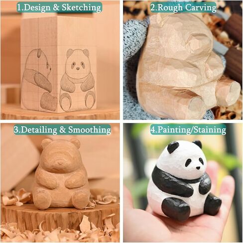 19PCS Basswood Carving Blocks，4 Different Sizes Whittling Wood Blocks，Soft Carving Basswood Kit for Crafts Beginners in Saudi Arabia