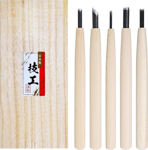KAKURI Japanese Wood Carving Knife Set (7 Pcs) Made in Japan, Professional Wood Carving Tools for Linoleum Carving, Linocut, Printmaking, AOGAMI Blue Paper Steel #2 Blade in Saudi Arabia