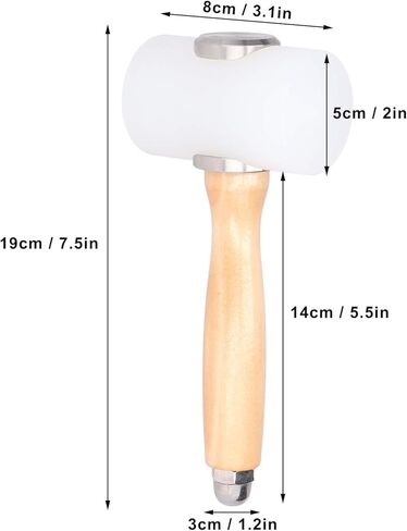 Leather Carving Hammer, Leathercraft Mallet Wooden Handle Nylon Hammer for DIY Stamping Sew Leather Cowhide Tool(Dual-Light Brown) in Saudi Arabia