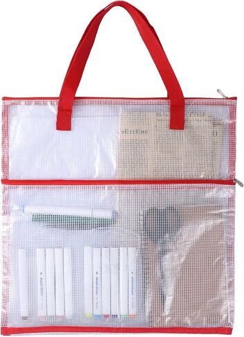 16.1Inch Sew Project Bag Project Bags for Needlepoint Embroidery Bags with Zipper Projects Bag for Quilting Portable Vinyl Mesh Zipper Pouch with Handle for Organizer Storage in Saudi Arabia