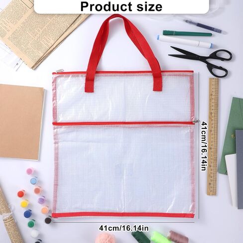 16.1Inch Sew Project Bag Project Bags for Needlepoint Embroidery Bags with Zipper Projects Bag for Quilting Portable Vinyl Mesh Zipper Pouch with Handle for Organizer Storage in Saudi Arabia