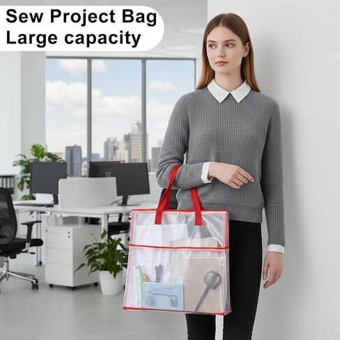16.1Inch Sew Project Bag Project Bags for Needlepoint Embroidery Bags with Zipper Projects Bag for Quilting Portable Vinyl Mesh Zipper Pouch with Handle for Organizer Storage in Saudi Arabia