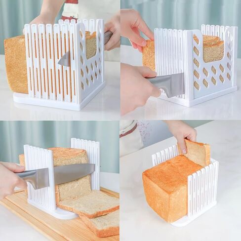 Bread Slicer for Homemade Bread, Adjustable Bread Slicer Guide Foldable Toast Slicer Cutting Guide for Bread Cutter Plastic Bread Loaf Slicing for Kitchen in Saudi Arabia