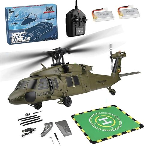مروحية FunXylophy WL K170 RC، 2.4G 4CH Flybarless جيروسكوب 6 محاور الارتفاع تحوم RC مروحية عسكرية مع حامل عرض ومنصات هبوط للإقلاع (إصدار RTF) in Saudi Arabia