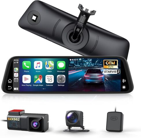 كاميرا مرآة الرؤية الخلفية AUTO-VOX T9PRO OEM مع عدسة أمامية منفصلة، ​​كاميرا قياس 9.35 بوصة مغلفة بالكامل تعمل باللمس مرآة أمامية وخلفية بدون وهج، كاميرا احتياطية للرؤية الليلية الفائقة للسيارة/الشاحنة in Saudi Arabia
