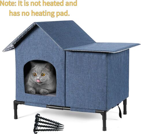 Outdoor Cat Houses Weatherproof Shelter for Outdoor Feral Cats and Kitty with Pad 23 x 17 x 20 Inches Unheated(Blue) in Kuwait