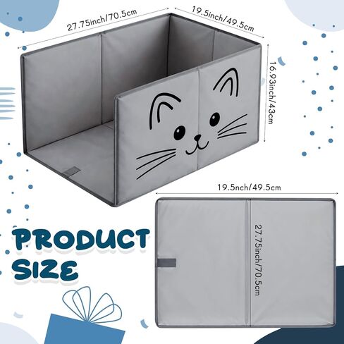 27.8"L×19.5"W×16.93"H Foldable Cat Litter Box Enclosure Splash Guard with Removable Mat, Cat-print Casing, Large High Sided for Litter Pan Water Resistant Easy Clean Anti-leakage Pee Shields in Saudi Arabia