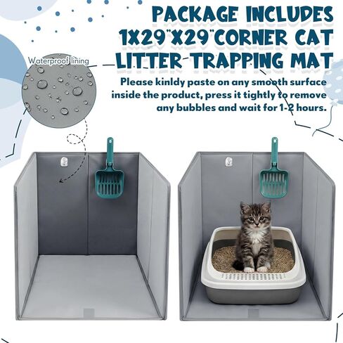 27.8"L×19.5"W×16.93"H Foldable Cat Litter Box Enclosure Splash Guard with Removable Mat, Cat-print Casing, Large High Sided for Litter Pan Water Resistant Easy Clean Anti-leakage Pee Shields in Saudi Arabia