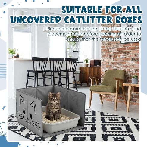 27.8"L×19.5"W×16.93"H Foldable Cat Litter Box Enclosure Splash Guard with Removable Mat, Cat-print Casing, Large High Sided for Litter Pan Water Resistant Easy Clean Anti-leakage Pee Shields in Saudi Arabia