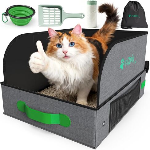 20" x 16" x 11" Travel Litter Box for Cats, Collapsible Cat Litter Box with Compact Fold, Portable Cat Box - Leak-Proof Water-Resistant, Hard Bottom & Easy Carry for Car/Hotel/Airplane On-The-Go in Saudi Arabia