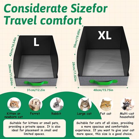 20" x 16" x 11" Travel Litter Box for Cats, Collapsible Cat Litter Box with Compact Fold, Portable Cat Box - Leak-Proof Water-Resistant, Hard Bottom & Easy Carry for Car/Hotel/Airplane On-The-Go in Saudi Arabia