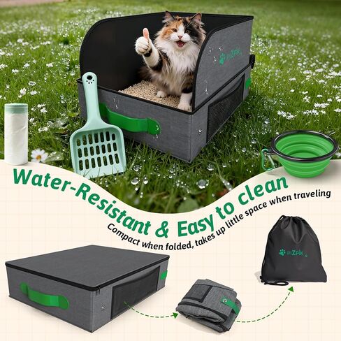 20" x 16" x 11" Travel Litter Box for Cats, Collapsible Cat Litter Box with Compact Fold, Portable Cat Box - Leak-Proof Water-Resistant, Hard Bottom & Easy Carry for Car/Hotel/Airplane On-The-Go in Saudi Arabia