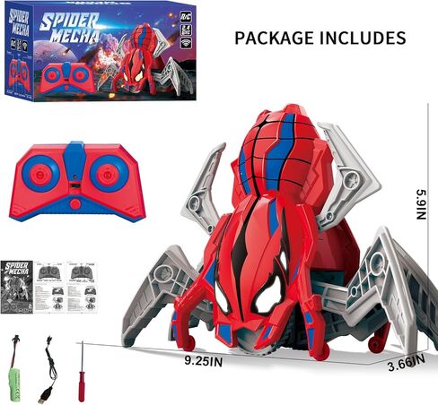 ألعاب عنكبوت للتحكم عن بعد للأولاد من سن 4 إلى 6 سنوات مع أضواء عيون وأرجل متحركة وسرعة سريعة ودوران 360 درجة، ألعاب روبوتات RC للأطفال للأعمار من 3-4 و5-7 سنوات in Kuwait