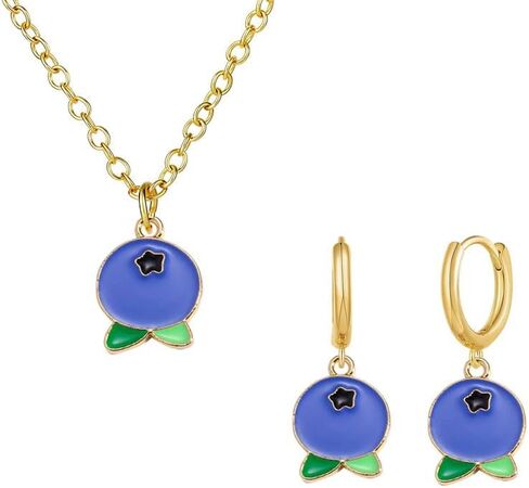 ONLYJUMP Fruit Earrings and Necklace Set for Women Funny Simulated 3D Lemon Banana Orange Peach Hoop Earrings Tropical Fruit Pendant Necklace Jewelry Set Statement Summer Beach Jewelry in Saudi Arabia
