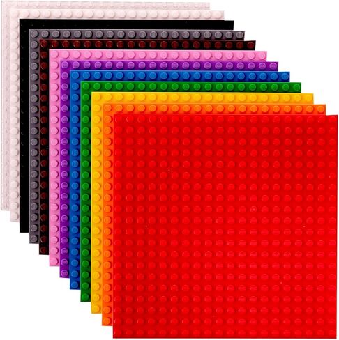 Strictly Briks Stackable Baseplates - 12 Pack Compatible with Lego & All Major Building Brick Brands, 6 x 6 in, Stackable Top & Bottom Sides with 20 x 20 Stud, Kids Easter Gift, Rainbow in Kuwait