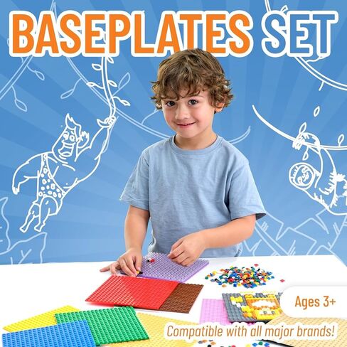 Strictly Briks Stackable Baseplates - 12 Pack Compatible with Lego & All Major Building Brick Brands, 6 x 6 in, Stackable Top & Bottom Sides with 20 x 20 Stud, Kids Easter Gift, Rainbow in Saudi Arabia