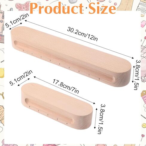 2 Pack Beech Wood Tailors Clapper, 12" and 7" Wooden Tailors Clapper, Professional Sewing Clappers for Sewing, Quilting, Ironing, Flattening Fabrics, Point Pressing in Saudi Arabia
