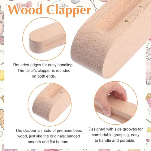 2 Pack Beech Wood Tailors Clapper, 12" and 7" Wooden Tailors Clapper, Professional Sewing Clappers for Sewing, Quilting, Ironing, Flattening Fabrics, Point Pressing in Saudi Arabia