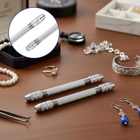 2 قطعة ملزمة دبوس مزدوجة الأطراف، أداة سلك نحاسي ملتوية DIY دبوس مثقاب يدوي DIY إكسسوارات مجوهرات لأدوات صنع المجوهرات المصنوعة من الأسلاك النحاسية in Saudi Arabia