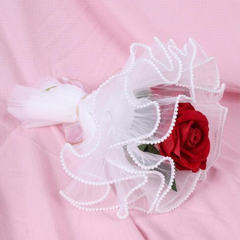 4 Yards Pearl Mesh for Bouquets, 3 Pack Pearl Edge Wrinkled Flower Mesh and 1 Pack Golden Edged Fishtail Yarn for Flower Bouquet DIY Crafts Decorations in Kuwait