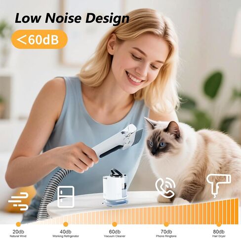 مكنسة FOTING 5 في 1 للعناية بالكلاب، ماكينة حلاقة للكلاب بقدرة 12000 باسكال وفرشاة تساقط، أدوات تنظيف للعناية بالحيوانات الأليفة، مستويين للشفط، تنظيف منزلي لشعر الحيوانات الأليفة، أبيض in Kuwait